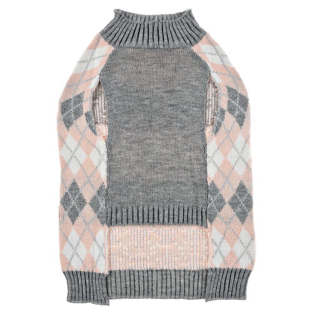 Vibrant Life Pink Argyle Dog Sweater – Large