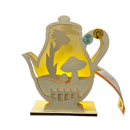 Make Market DIY LED Wooden Décor – Teapot Lantern (8" Height × 7" Width)