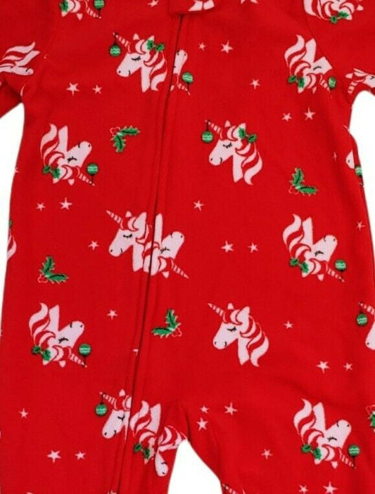 NWT Carter's 5T Red & Green Unicorn Holiday Footed Pajama Sleeper