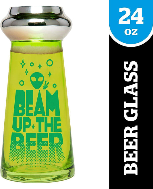 Beer Glass Mug "Beam Up The Beer" Holds 24 Oz. Big Mouth Galactic UFO