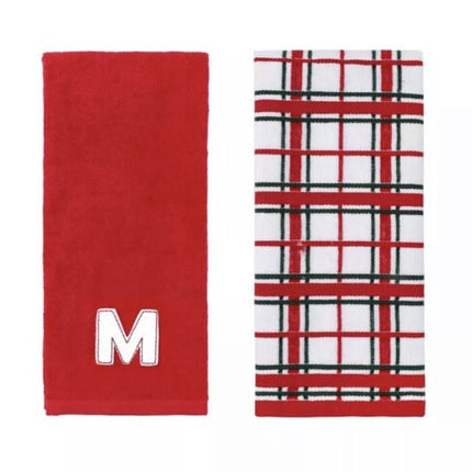 St. Nicholas Hand Towels "M" Set of 2 – Red Plaid