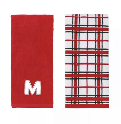 St. Nicholas Hand Towels "M" Set of 2 – Red Plaid