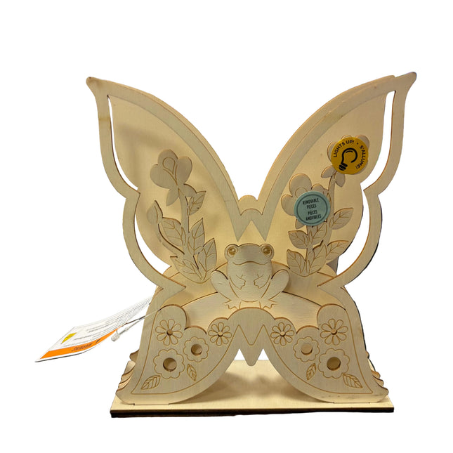 Make Market DIY LED Wooden Décor – Butterfly with Frog (8" Height × 7" Width)