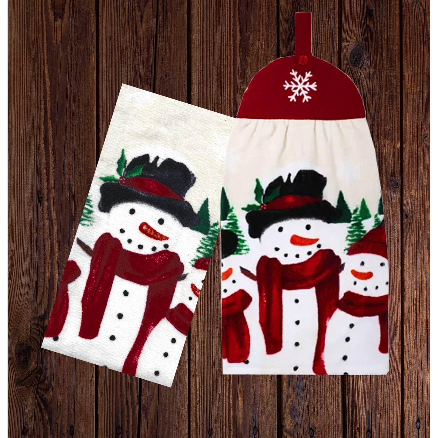 St. Nicholas Square Christmas Kitchen Towel Set, 2-Pack Hanging Button Loop