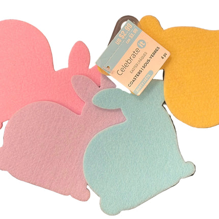 Celebrate It Easter Felt Bunny Coasters – 4‑Piece Set