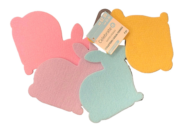 Celebrate It Easter Felt Bunny Coasters – 4‑Piece Set