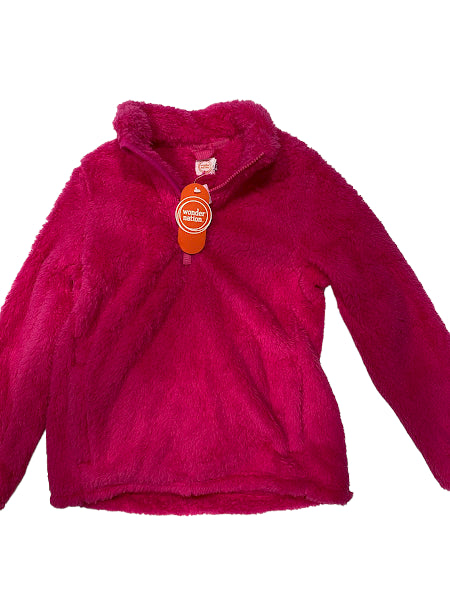 Wonder Nation Quarter Zip Soft Fleece Pullover Jacket, Girl’s Bright Pink M 7-8