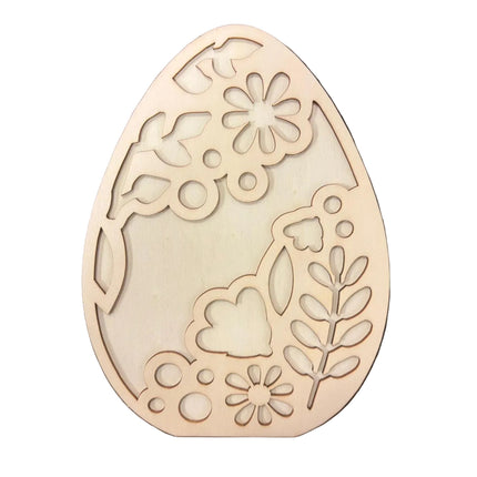 Make Market DIY Wooden Décor – Floral Egg Cutout (8" Height × 6" Width, Tabletop Décor)