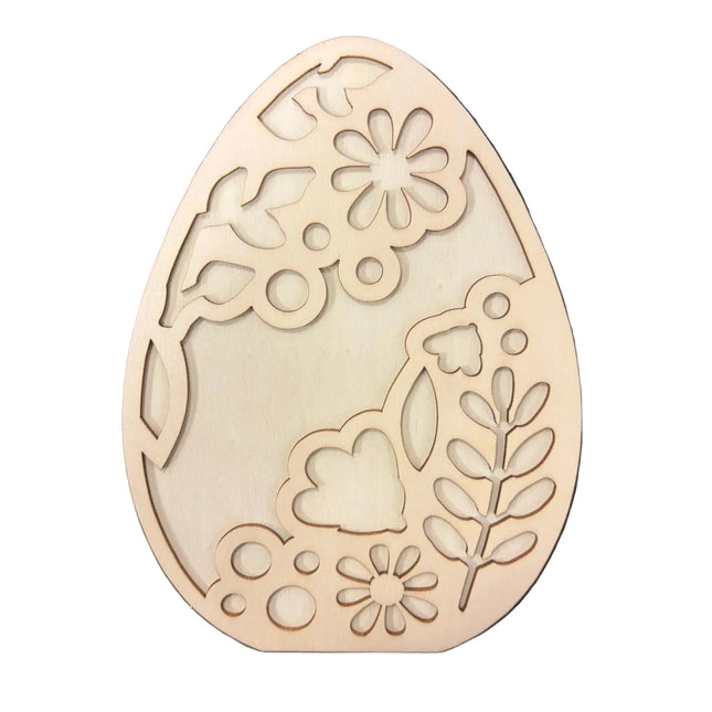 Make Market DIY Wooden Décor – Floral Egg Cutout (8" Height × 6" Width, Tabletop Décor)