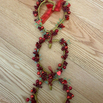Valentine’s Day Heart Berry Garland with Red Ribbon by Celebrate It