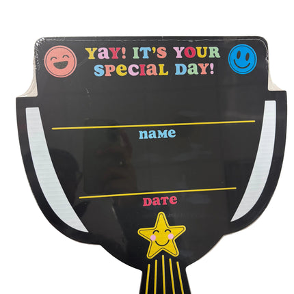 Trophy-Shaped Chalkboard Sign – 16" x 11" Celebration Message Board