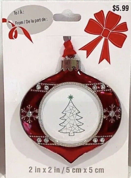 STUDIO DECOR CHRISTMAS TREE ORNAMENTS CRAFT PHOTO FRAMES RED SILVER NEW