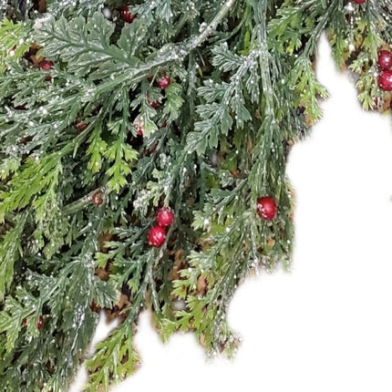 Ashland 5ft Christmas Glittery Evergreens and Red Berries Coiled Garland Decor