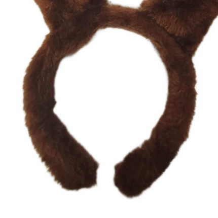 Reindeer Antlers Head Band Fuzzy Brown