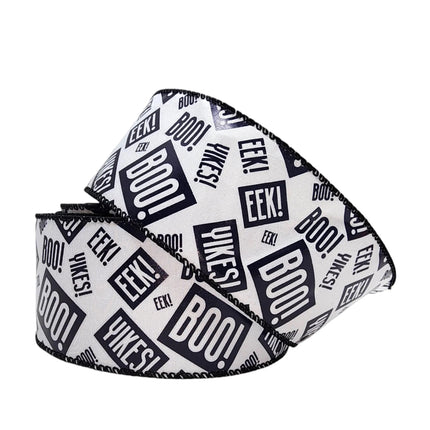 Celebrate it White with Black Words Halloween Ribbon Yikes!