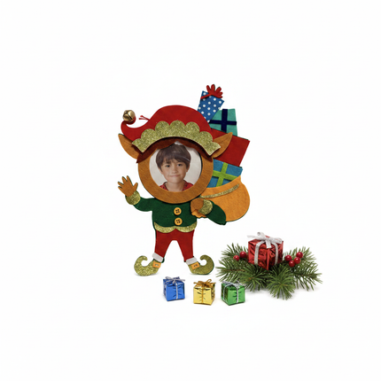 Studio Decor Elf Photo Ornament holiday gift presentation white background