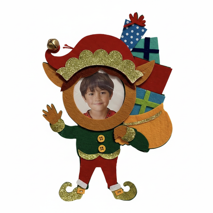 Studio Decor Felt Elf Christmas Ornament slight angle white background