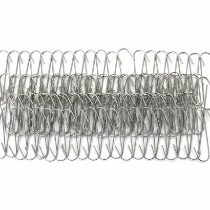 Ashland large silver Christmas ornament hooks spread out showing all 120 pieces overhead flat lay