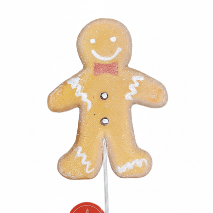 Ashland gingerbread man craft pick Christmas decorative pick on white background