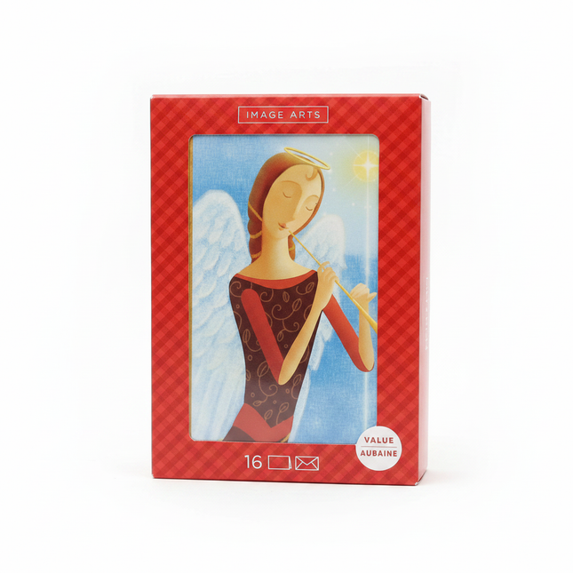 Hallmark Image Arts Angel Trumpet Christmas Cards 16-Pack box front view on white background