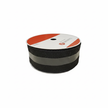 Celebrate It solid black glitter wired ribbon spool on white background