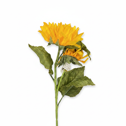 Ashland 26 inch dual sunflower stem golden yellow artificial faux sunflower with two blooms on white background