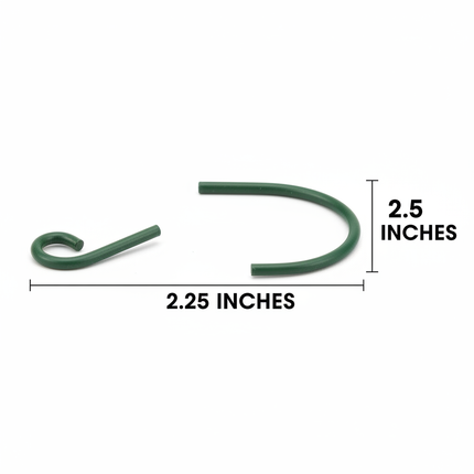 Close-up of Ashland large 2.25 inch green Christmas ornament hooks showing hook detail and size
