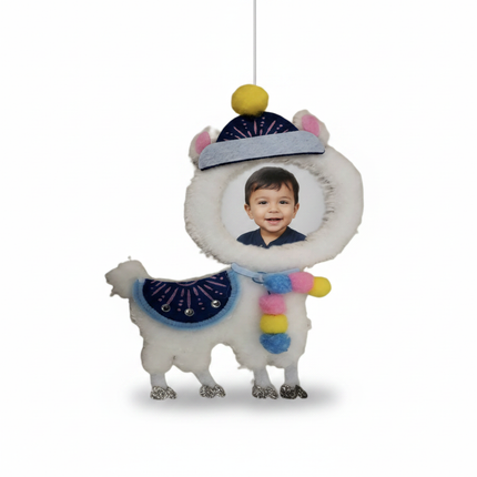 Studio Decor Kids Felt Llama Photo Ornament 8in white background product shot