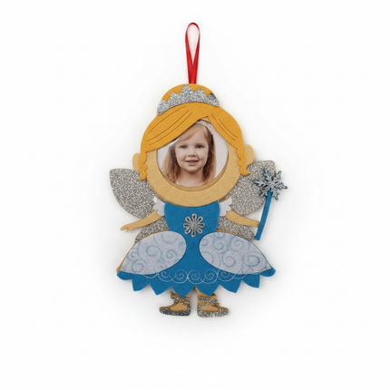 Studio Decor Kids Felt Blonde Fairy Photo Ornament 8in white background hero shot