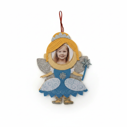 Studio Decor Felt Blonde Fairy Christmas Ornament slight angle white background