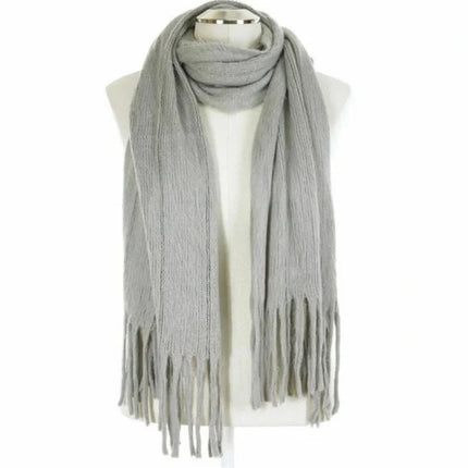 Lauren Conrad Gray Winter Scarf – Soft Knit Long Fringe