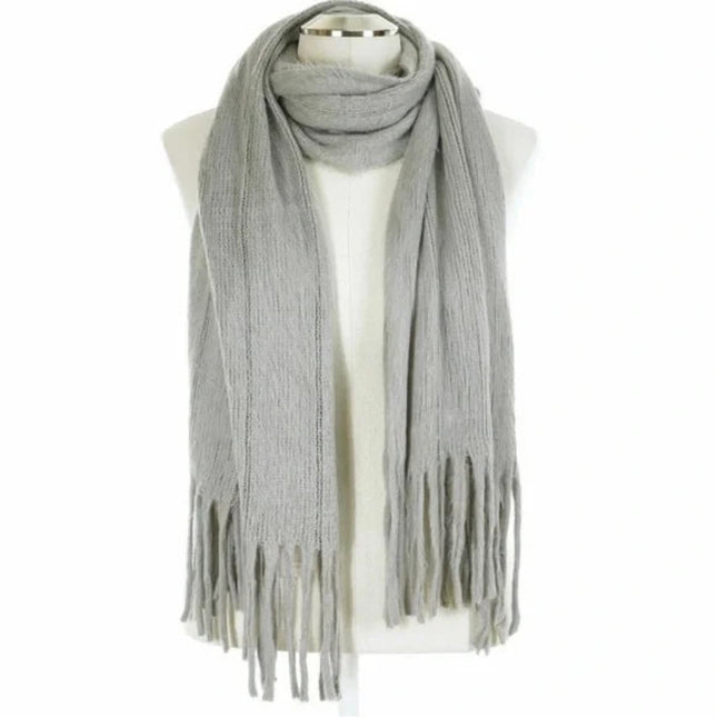 Lauren Conrad Gray Winter Scarf – Soft Knit Long Fringe