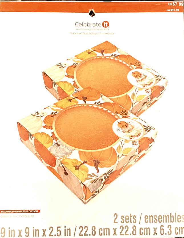 Thanksgiving Pie Boxes 9x9x2.5" - 2 Sets