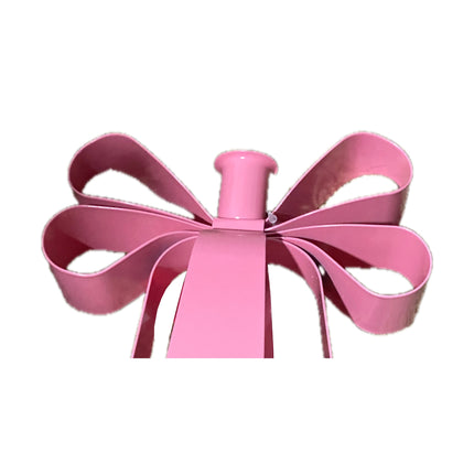 Ashland Pink Bow Christmas Taper Candle Holder - Metal detail view 2