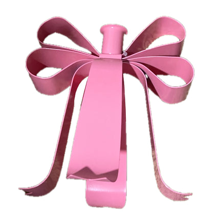 Ashland Pink Bow Christmas Taper Candle Holder - Metal