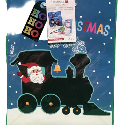 Christmas Scratch & Color Gift Bags, 2-Pack