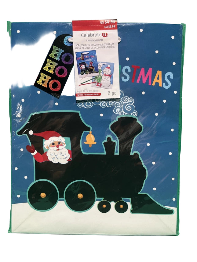 Christmas Scratch & Color Gift Bags, 2-Pack