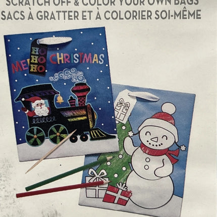 Christmas Scratch & Color Gift Bags, 2-Pack