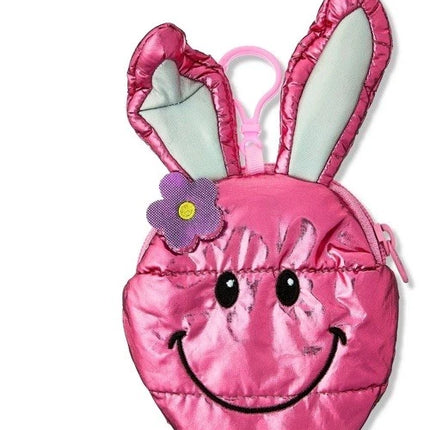 Easter Pink Shiny Bunny Coin Purse with Clip