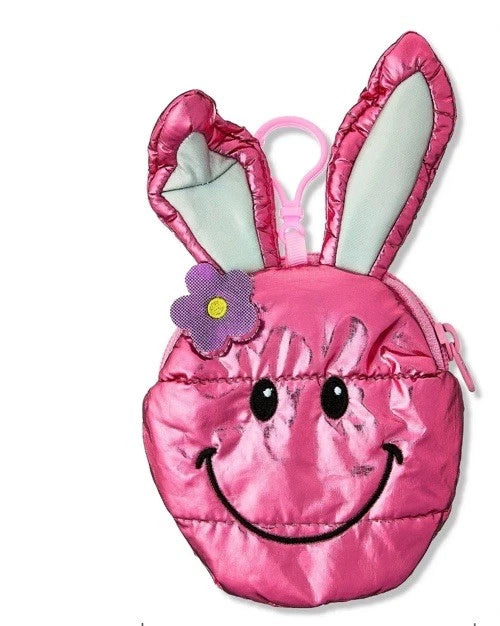 Easter Pink Shiny Bunny Coin Purse with Clip