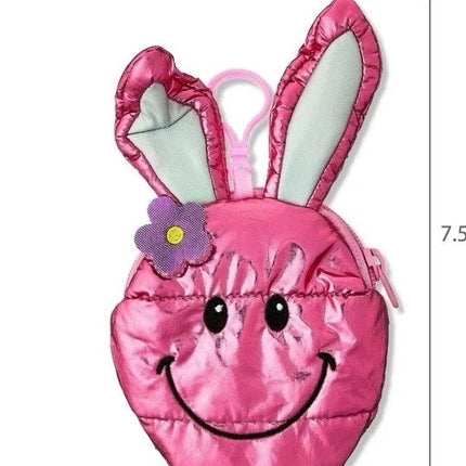 Easter Pink Shiny Bunny Coin Purse with Clip