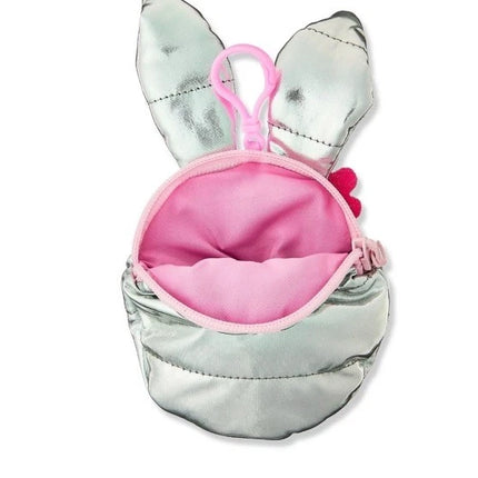 Bunny Ears Easter Smiley Face Coin Purse, Silver