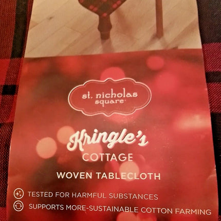 ST NICHOLAS SQUARE, KRINGLES COTTAGE WOVEN TABLE CLOTH, OBLONG 60 X 120 IN, BUFFALO PLAID