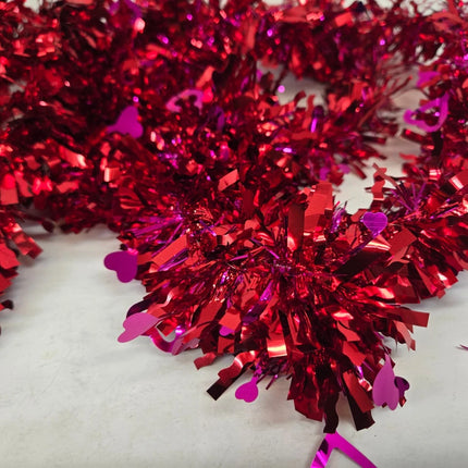 Pink & Red Tinsel Valentine's Day Garland