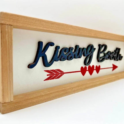 Valentine's Day Kissing Booth Wooden Plaque