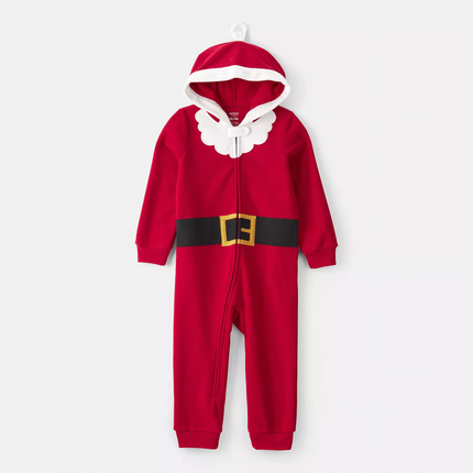 Toddler Carter's Santa Hooded Loose Fit Long-Sleeve One-Piece Pajamas