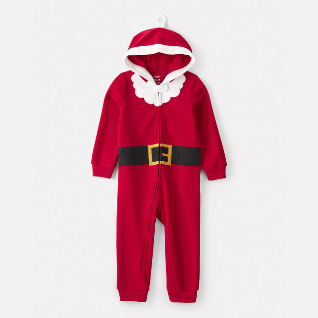 Toddler Carter's Santa Hooded Loose Fit Long-Sleeve One-Piece Pajamas