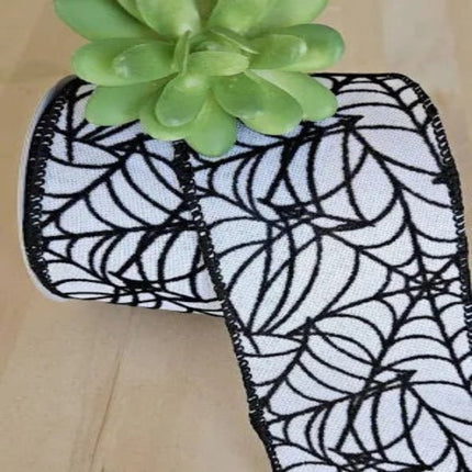 Celebrate it White Spider Web Wired  Ribbon 2 1/2 in X 25ft