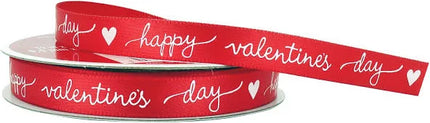 Valentine's Day Decorative Red Happy Valentines Day Ribbon 3/8in x 3yd