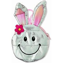 Bunny Ears Easter Smiley Face Coin Purse, Silver